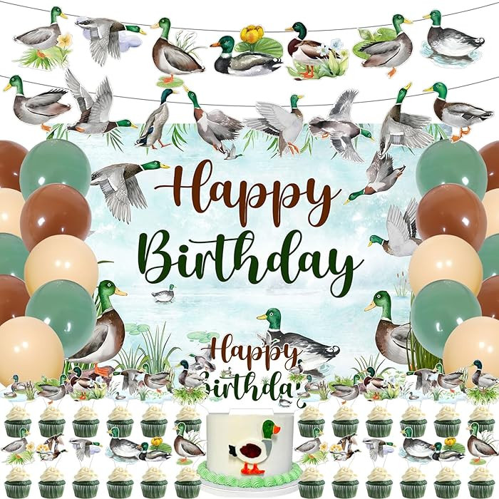 59 Pcs Mallard Duck Birthday Party Supplies, Duck Hunting Themed Party Decoration Set with Backdr... | Amazon (US)