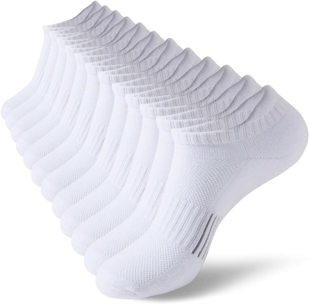 Running Ankle Socks for Women Athletic Cotton Cushioned 5-6 Pairs Workout No Show Socks Women | Amazon (US)