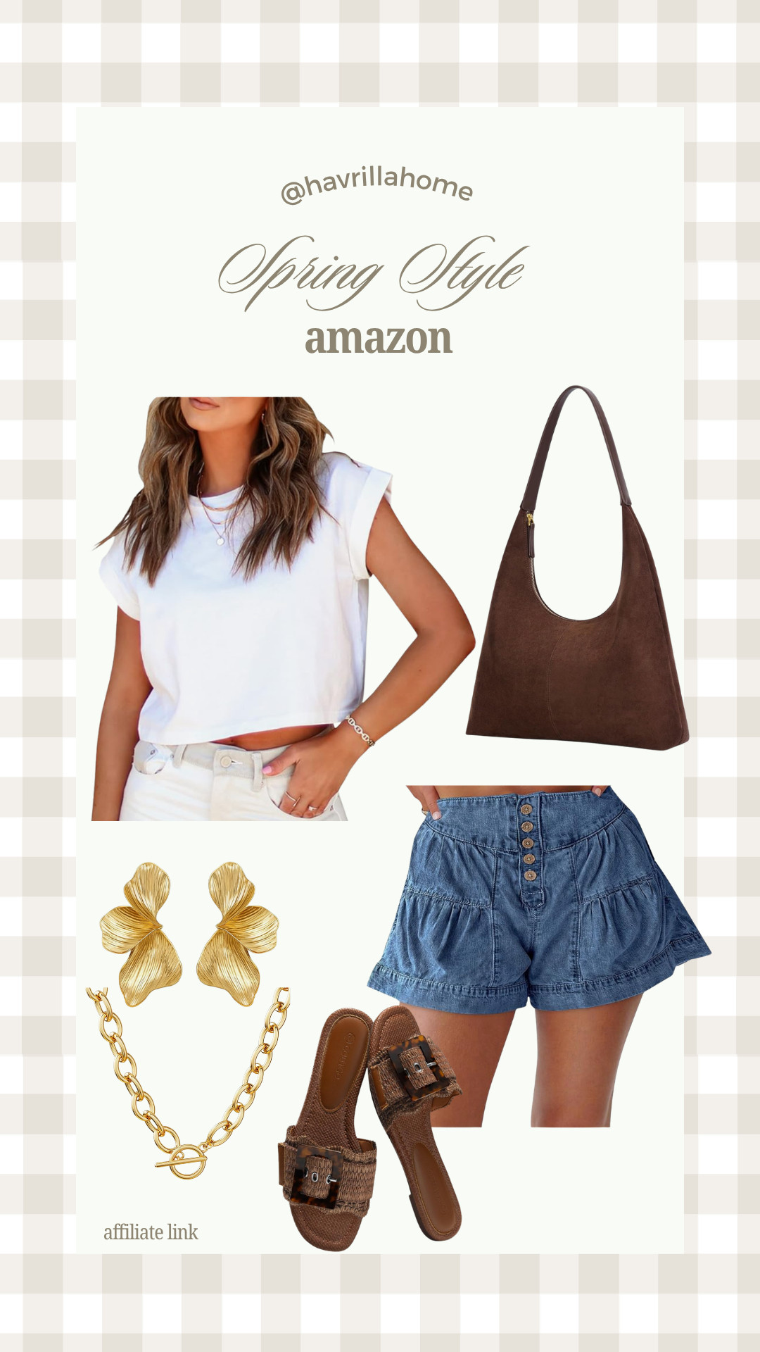 Spring style outfit amazon, white tee outfit women, denim shorts outfit, casual everyday style, neutral outfit ideas, brown shoulder bag outfit, gold jewelry outfit, spring casual look, amazon outfit inspo 

 

#LTKPetite #LTKBeauty #LTKTravel
