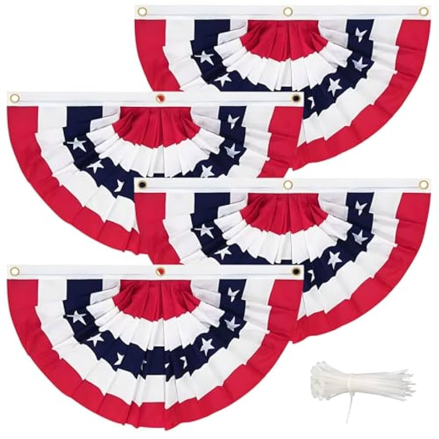 4th of July Decorations Huge Bunting Flags 3 x 6 Ft with Grommets, Large American Pleated Fan Ban... | Amazon (US)