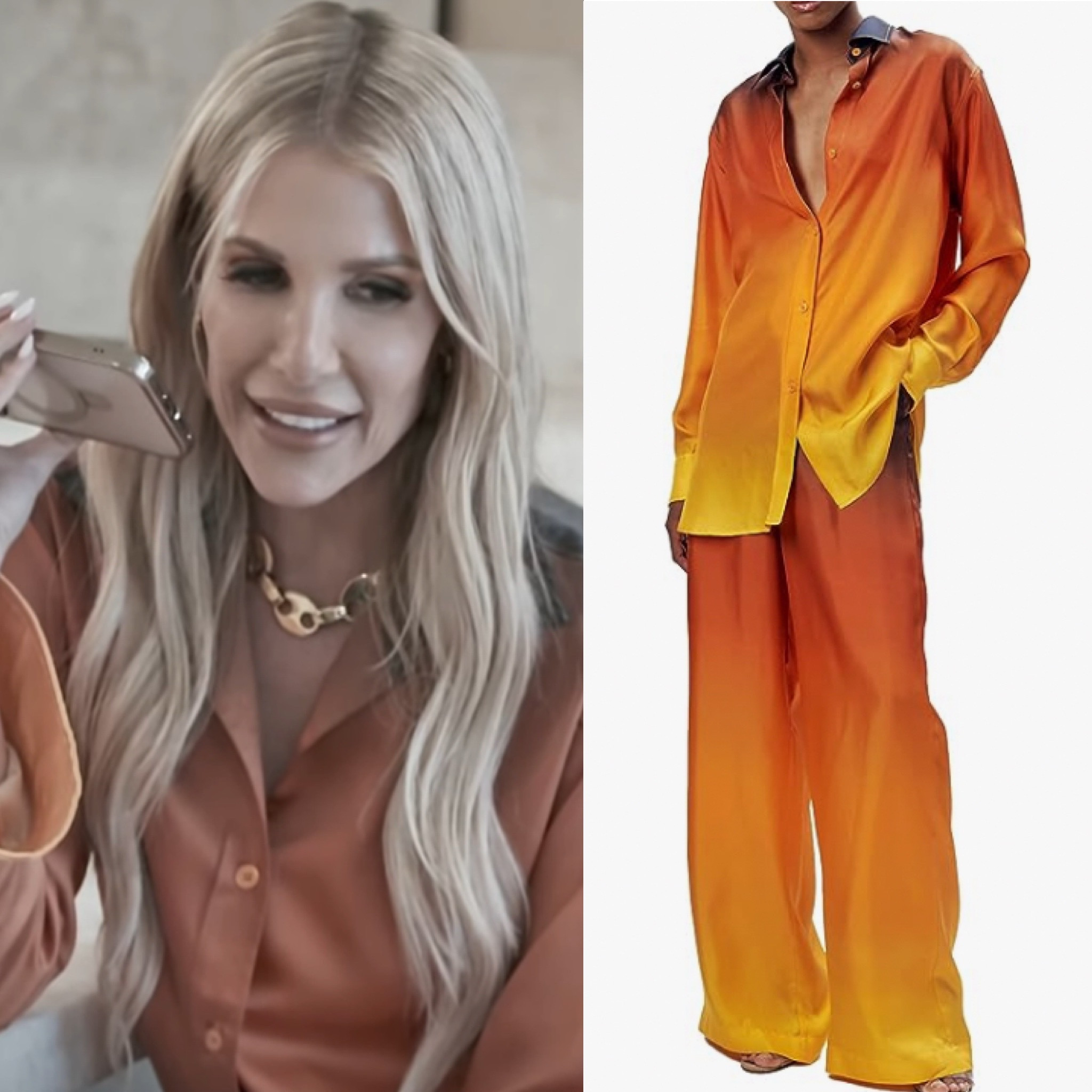 Tracy Tutor’s Orange Ombré Shirt and Pant Set