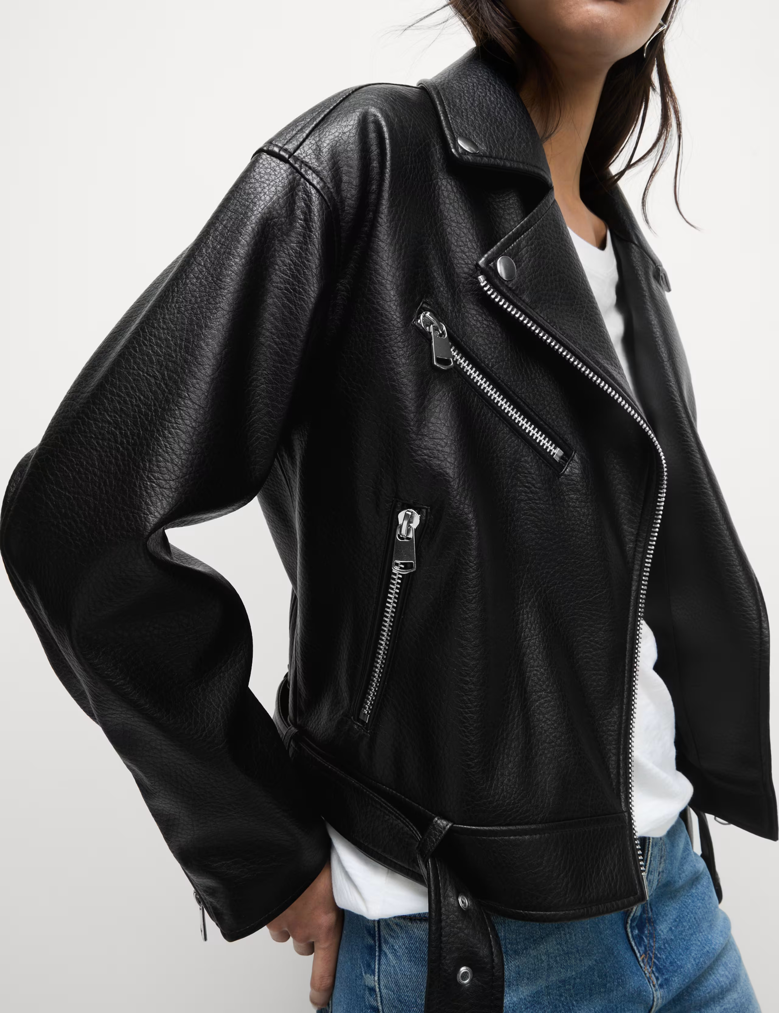 Faux Leather Textured Biker Jacket | M&S Collection | M&S | Marks & Spencer (UK)