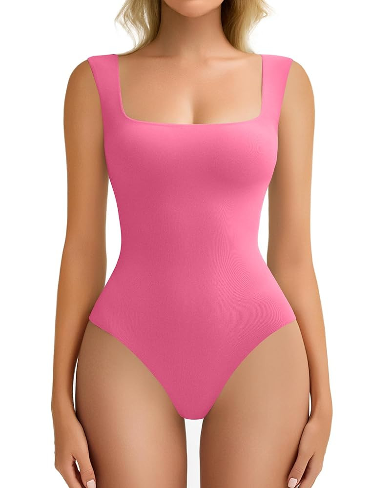 Avidlove Bodysuits for Women Square Neck Body Suit Double Lined Tank Top Bodysuit Soft | Amazon (US)