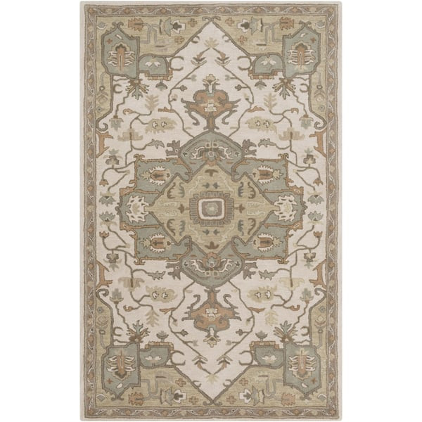 Caesar CAE-1143 Khaki/Medium Gray/Dark Brown Wool Hand-Tufted Area Rug | Rugs Direct