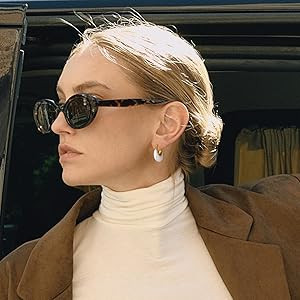 Fullpop Vintage Earrings for Women, Chunky 14K Gold Plated Resin Hoop Earrings Lightweight Hollow... | Amazon (US)