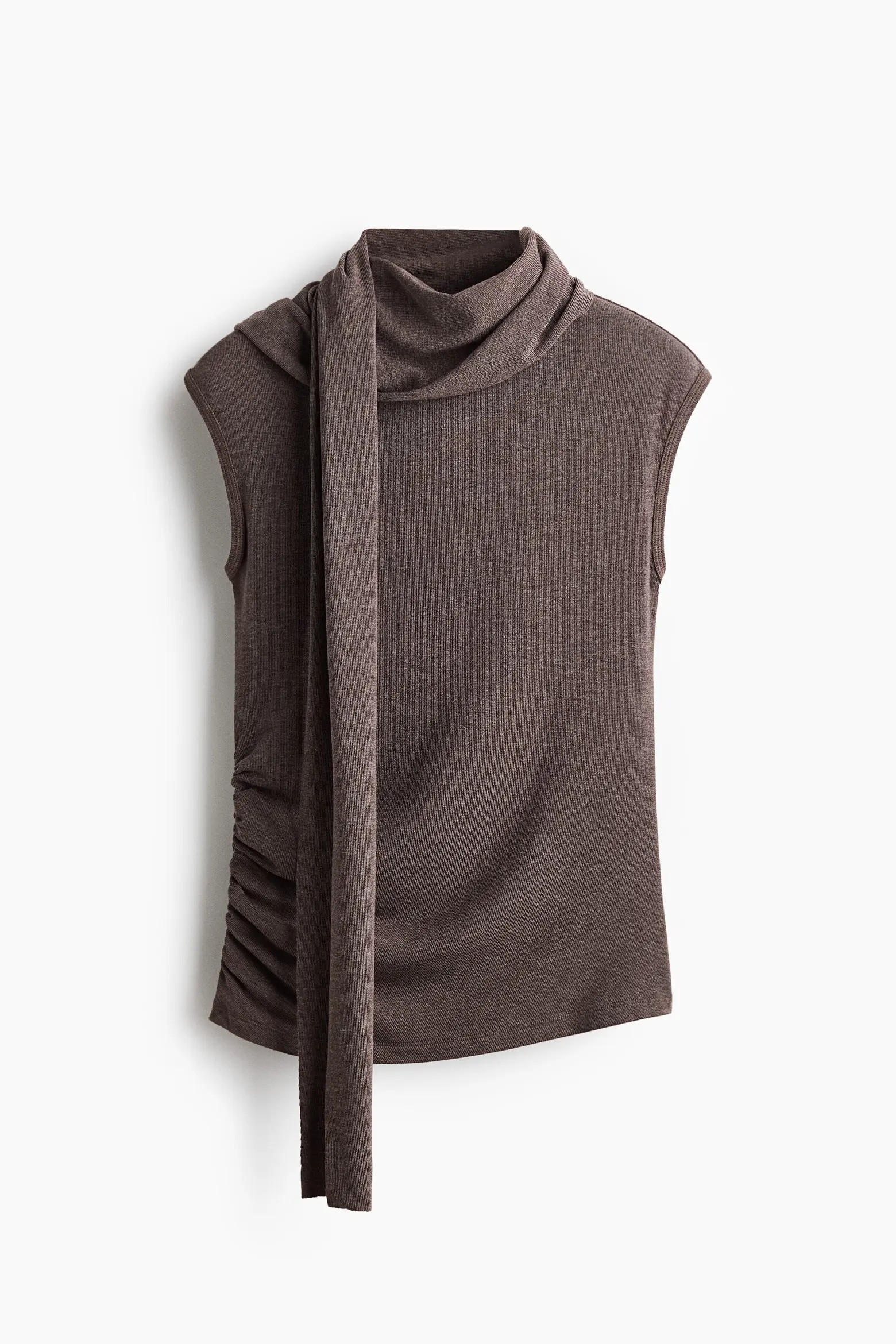 H&M Scarf-collar Top in Dark Gray Melange at Nordstrom, Size Large | Nordstrom