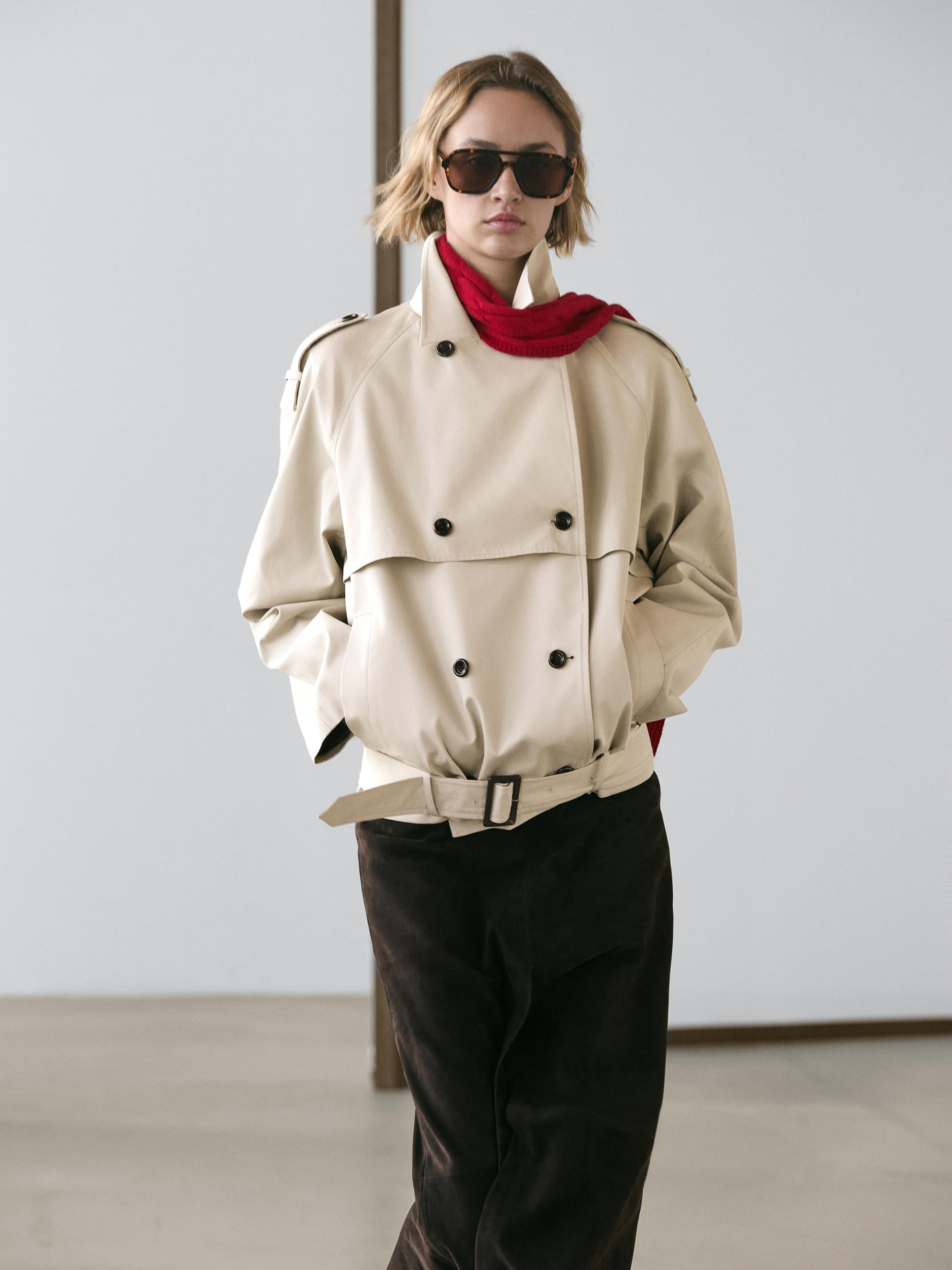 Short trench coat with belt detail | Massimo Dutti UK