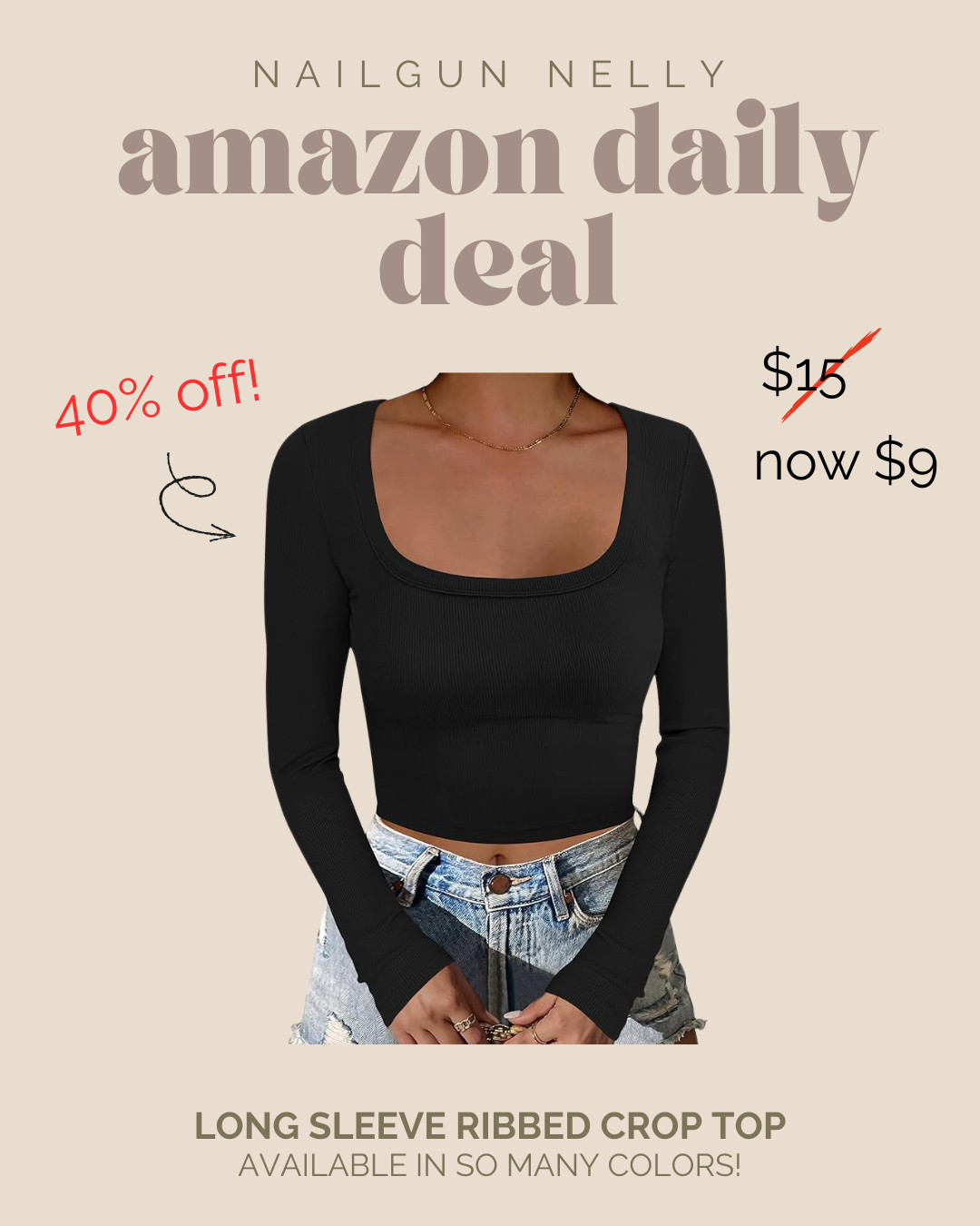 Amazon Daily Deal! - Long Sleeve Ribbed Crop Top, Available in so many colors! 

 #LTKActive #LTKSaleAlert #LTKTravel