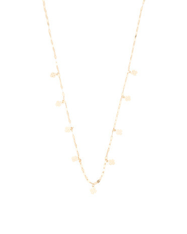 Made In Italy 14k Gold Clover Charm Mirror Chain Necklace | TJ Maxx