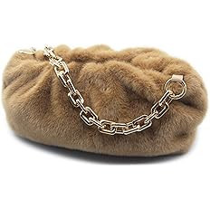 Women cloud-shape dumpling bags | Faux Fur and Fuzzy clutch purses | zinc alloy Shoulder Strap Ev... | Amazon (US)
