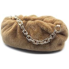 Women cloud-shape dumpling bags | Faux Fur and Fuzzy clutch purses | zinc alloy Shoulder Strap Ev... | Amazon (US)