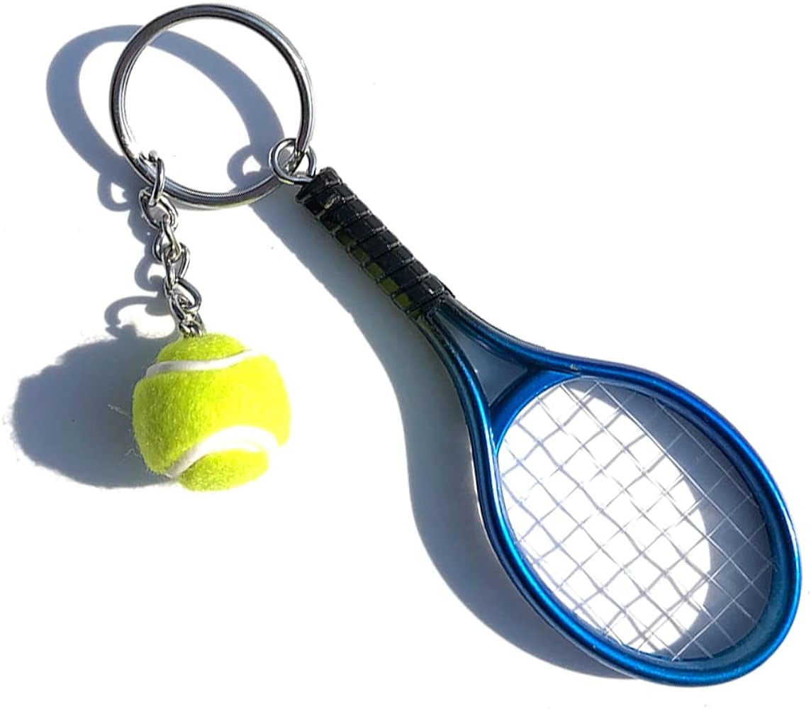 Color Mini Tennis Racket with Ball Keychain Key Ring | Amazon (US)