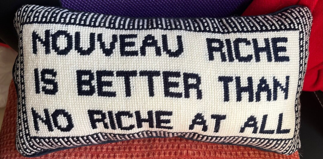 Custom Needlepoint Decorative Pillow With Humorous Saying "nouveau Riche" - Etsy | Etsy (US)