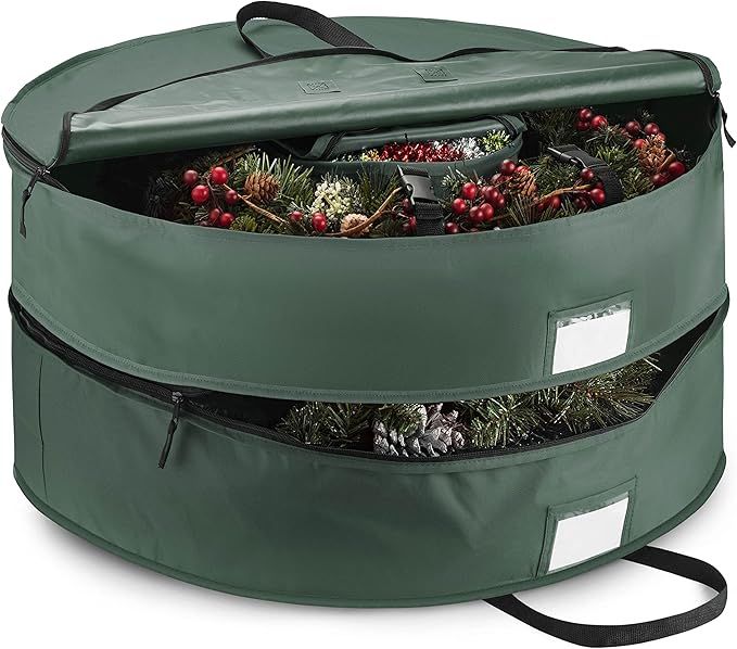 Double Premium Christmas Wreath Storage Bag 30”, With Compartment Organizers For Christmas Garl... | Amazon (US)