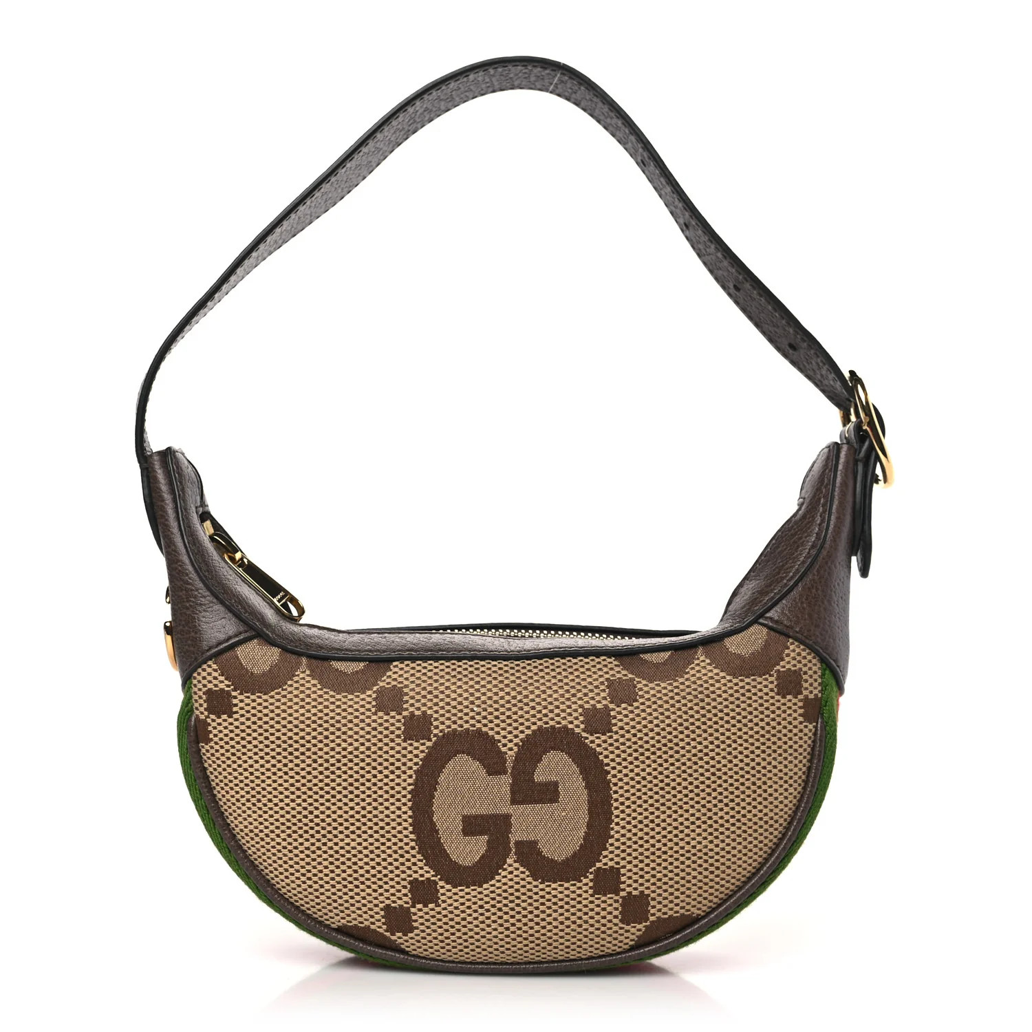 Monogram Jumbo GG Textured Dollar Calfskin Web Mini Ophidia Half Moon Hobo Camel Ebony New Acero | FASHIONPHILE (US)