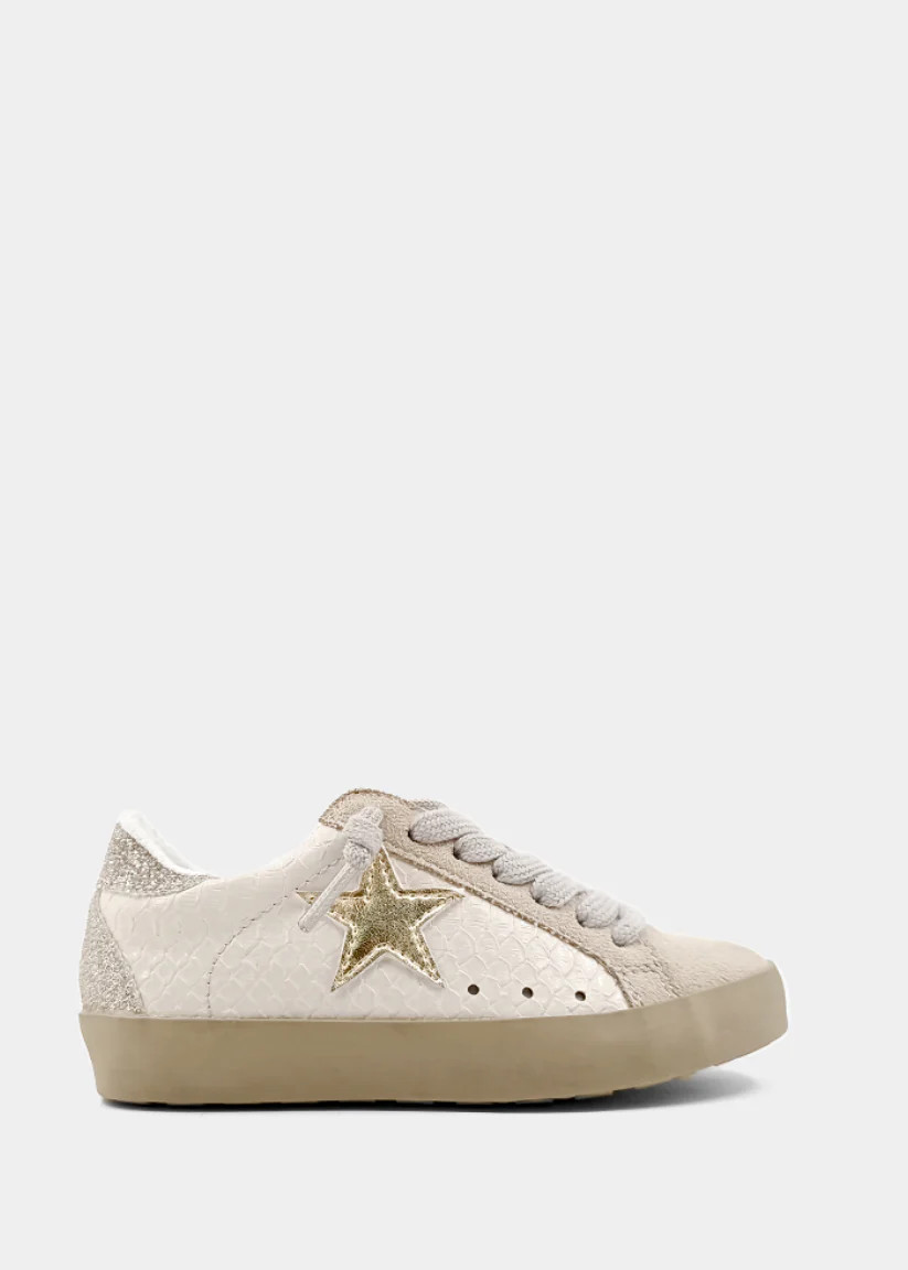 PAULA MINI Bone Snake Sneaker | Kids' Faux Snake Print with Gold Star | SHUSHOP