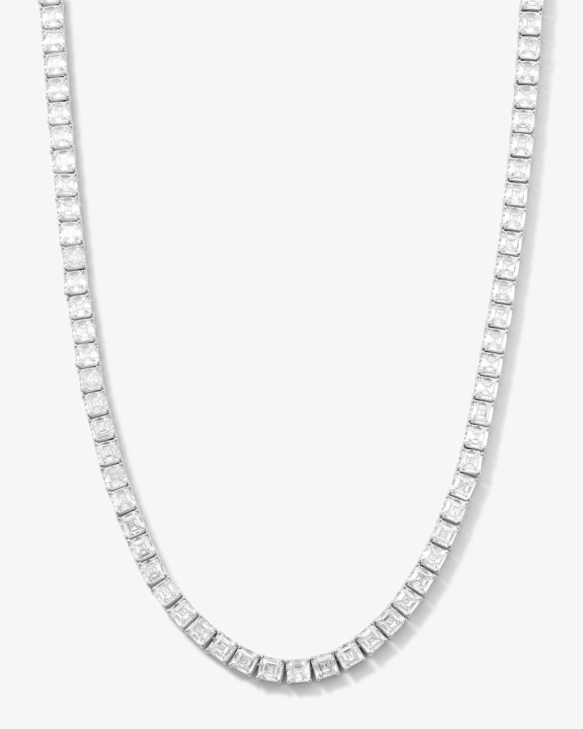 The Queen's Tennis Necklace 18" - Silver|White Diamondettes | Melinda Maria