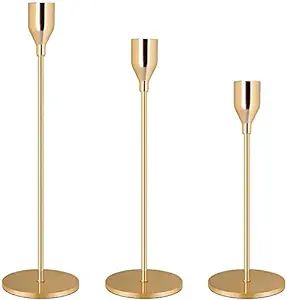 Candle Stick Holders Set of 3 Decorative Candlesticks for Taper Candles Wedding,Dinning,Party Gol... | Amazon (US)
