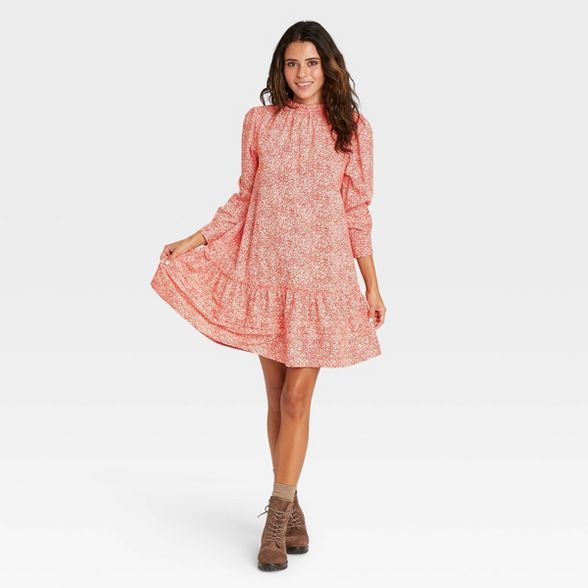 Women's Floral Print Puff Long Sleeve Ruffle Dress - Universal Thread™ | Target