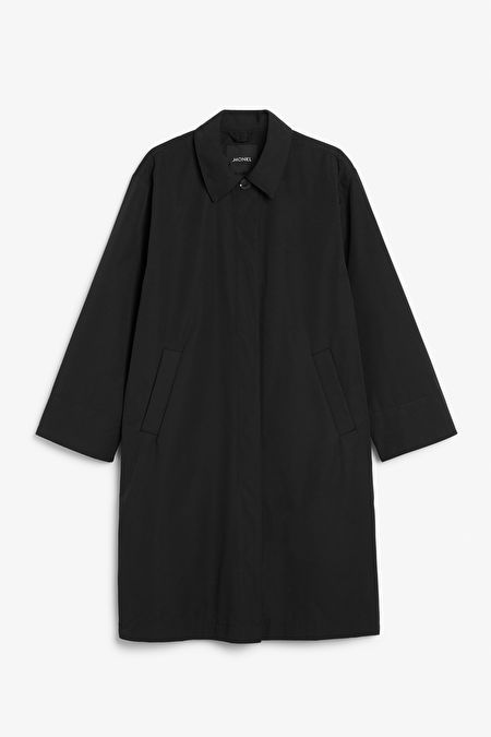 Black single-breasted water-repellent coat | Monki