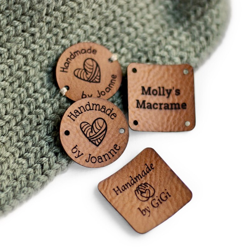Small Custom Tags for Baby Items, Handmade Products or Knits, Faux Leather Labels for Sewing With... | Etsy (US)