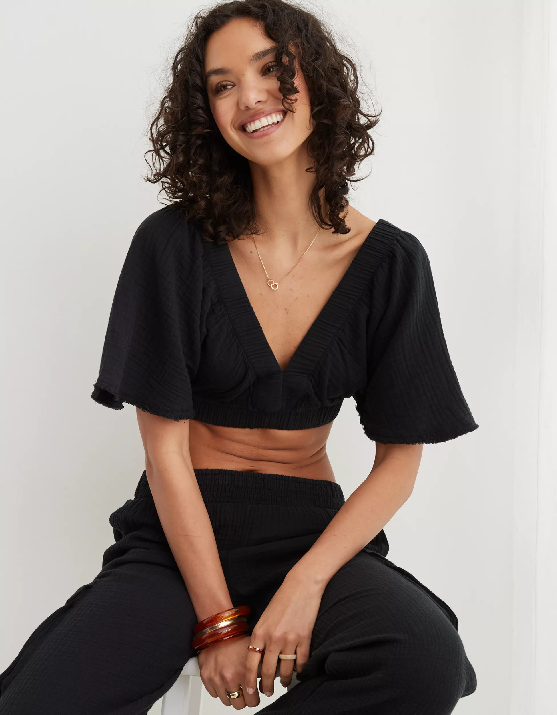 Aerie Pool-To-Party Flutter Sleeve T-Shirt | Aerie