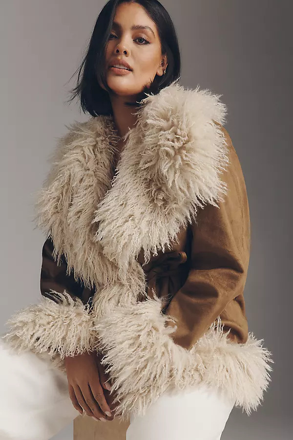 Belted Faux Fur Coat Jacket | Anthropologie (US)