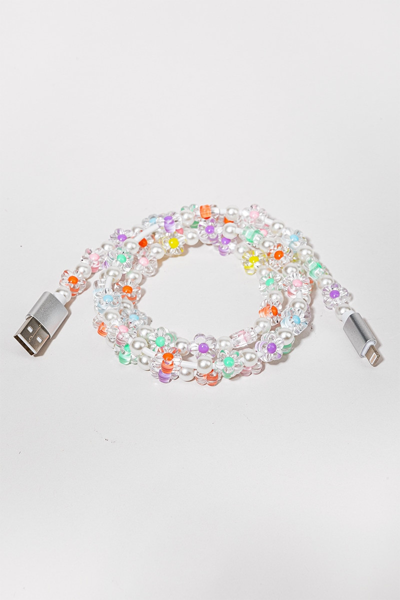 Brenda Pearl Flower Beaded Phone Cable | Francesca's