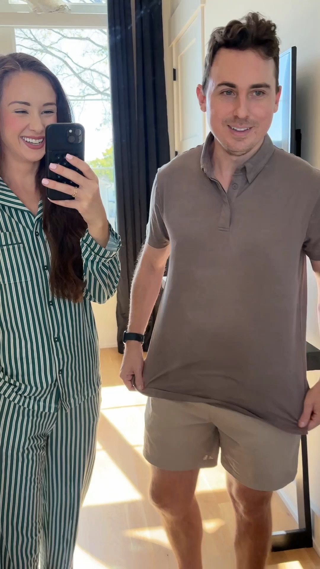 Code OLIVIA for 30% off! 

Love this green striped women’s downtime long sleeve pajama set! So cute and comfy. 

Landon has on the second skin comfort polo and he loves it for working or relaxing. 

#LTKMens #LTKSaleAlert #LTKWorkwear