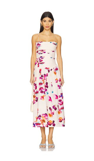 Michele Midi Dress in Cream Mosaic Poppies | Revolve Clothing (Global)
