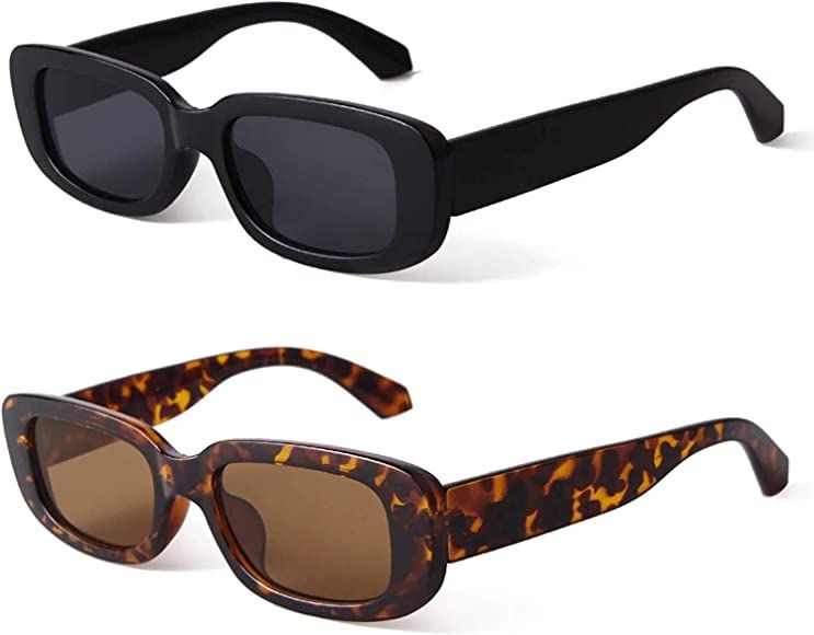 JFAN Rectangular Sunglasses For Women Men Vintage Square Frame UV400 Protection Narrow Fashion Ey... | Amazon (CA)