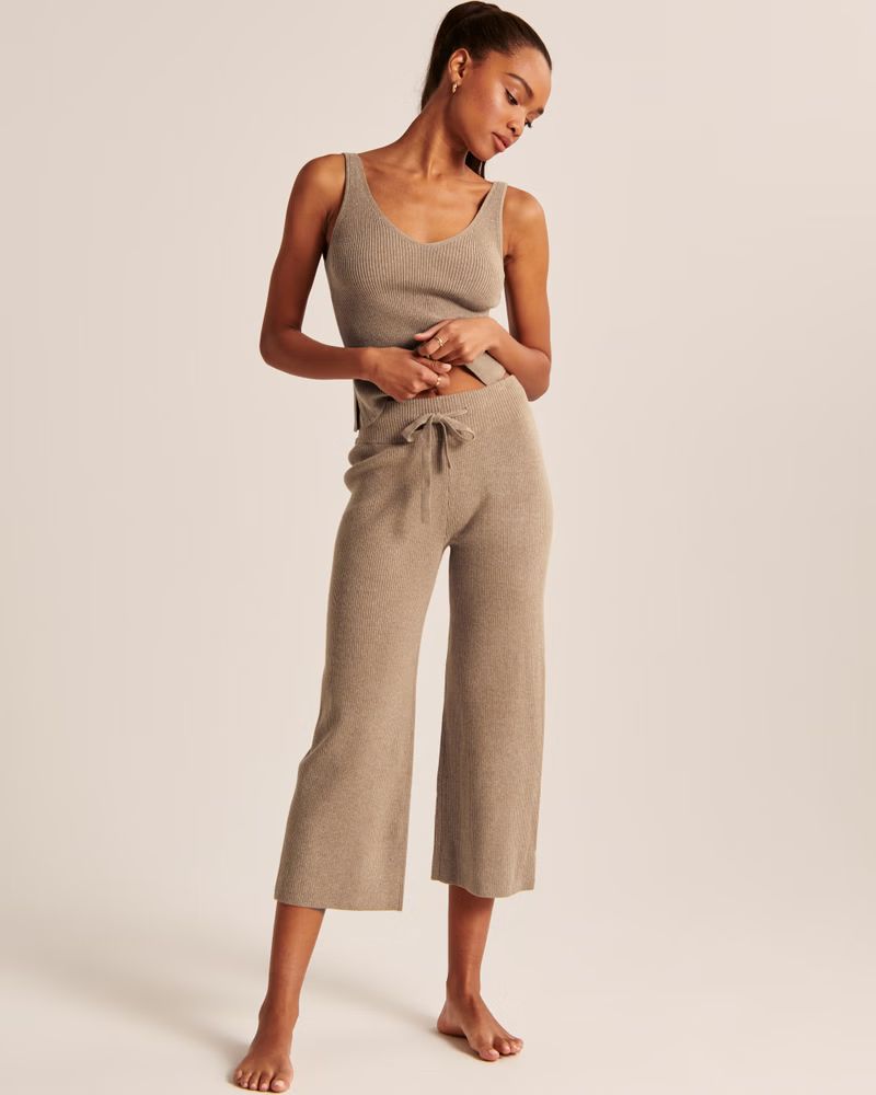 Women's Cropped Wide Leg Sweater Pants | Women's Bottoms | Abercrombie.com | Abercrombie & Fitch (US)