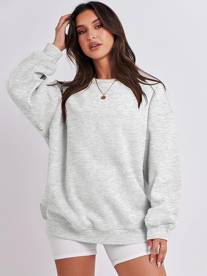 Caracilia Women Sweatshirts Crewneck Long Sleeve Oversized Fleece Hoodies 2024 Fall Fashion Pullo... | Amazon (US)