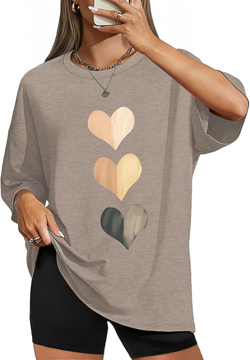 WIHOLL Oversized Tshirts for Women Summer Crew Neck Short Sleeve Graphic Tees Casual Loose Fit Wo... | Amazon (US)