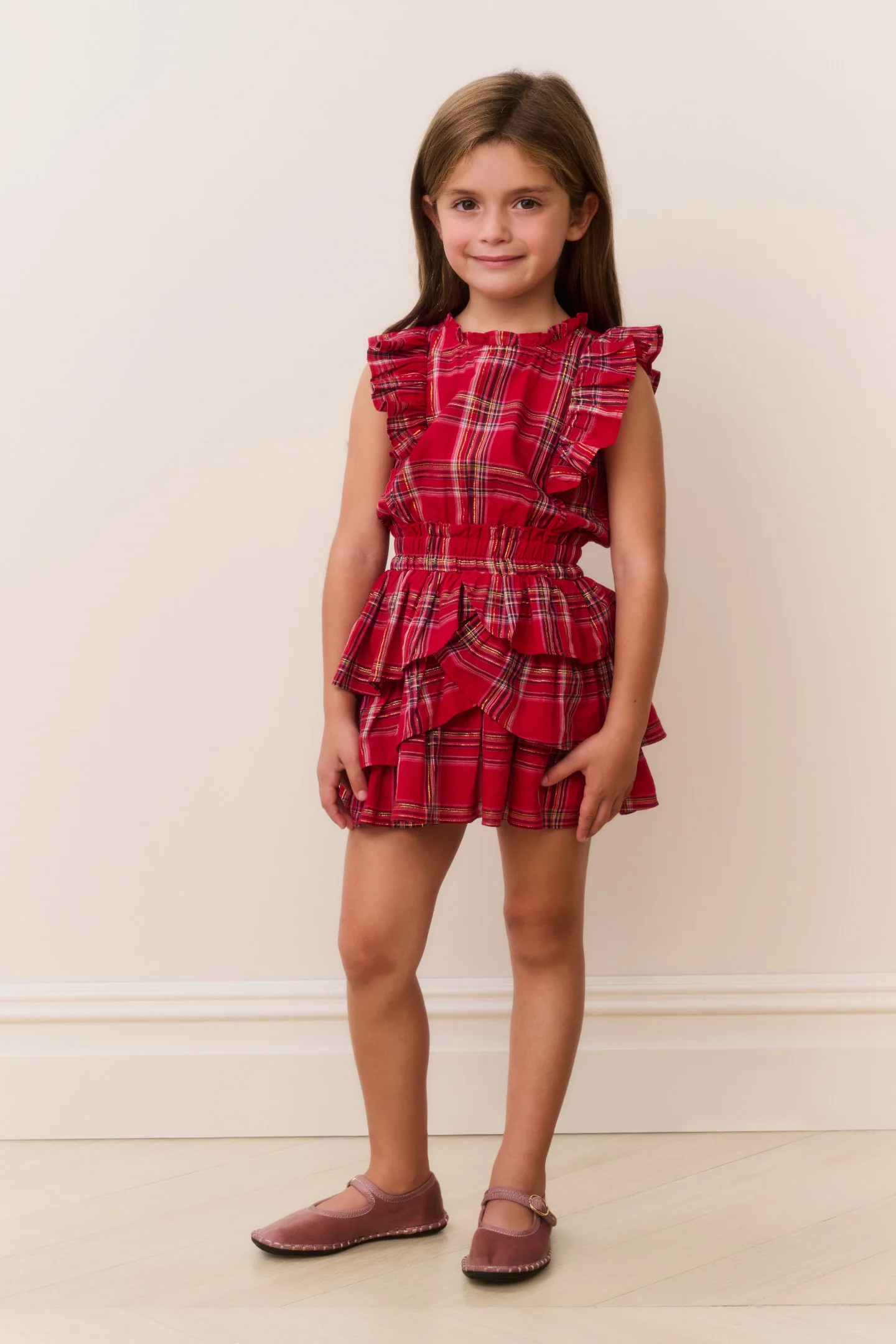 Girls Decker Cotton Tartan Ruffle Dress | LoveShackFancy