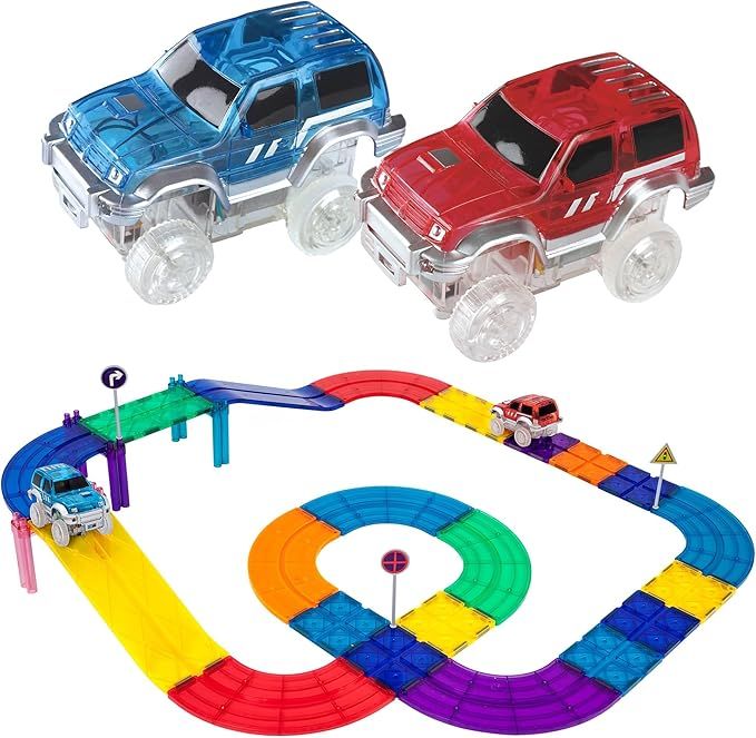 PicassoTiles 30 Piece Race Car Track Building Block Educational Toy Set Magnetic Tiles Magnet DIY... | Amazon (US)