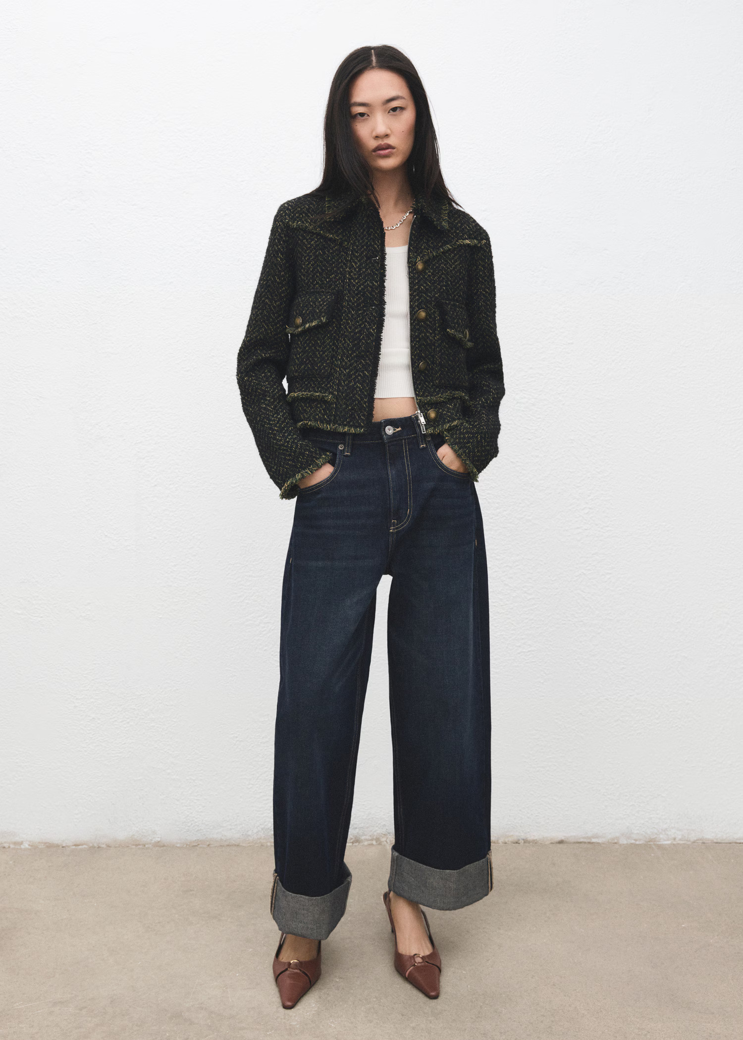 Tweed jacket with notched lapel collar | MANGO (UK)