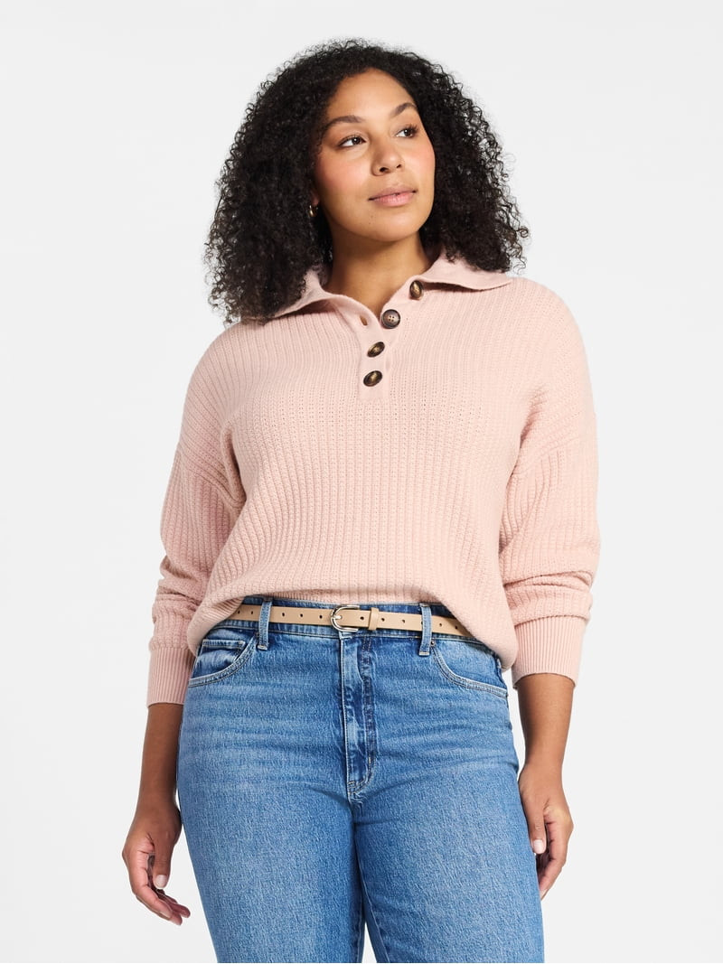 Time and Tru Women's Pullover Henley Sweater, Sizes XS-XXXL | Walmart (US)