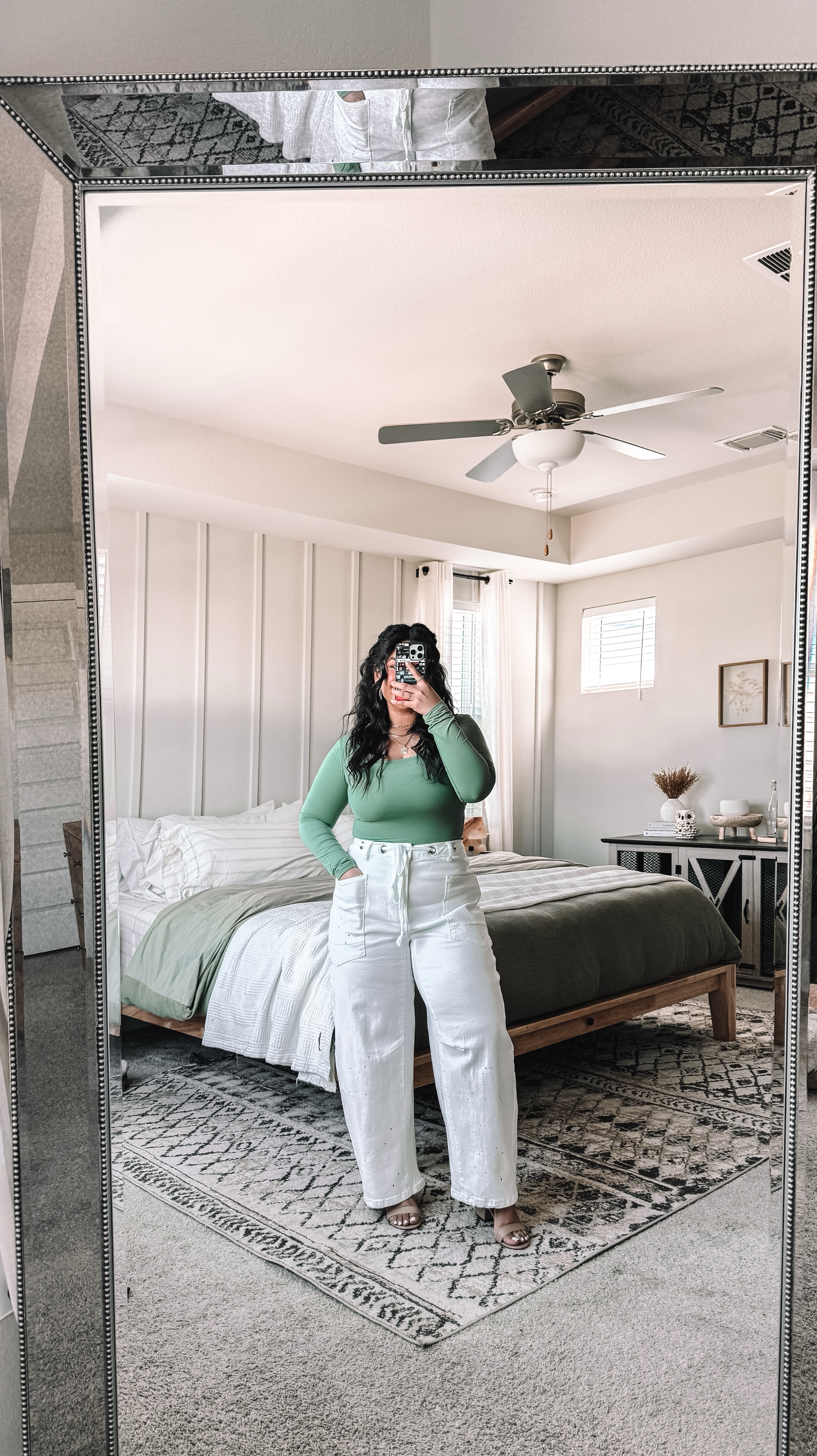 I’m 5’1”, size 10-12 (more often a 12).⁣ // JEANS: wearing a size 12, true to size! They are very stretchy and have a drawstring waist so NO GAPPING 👏🏽 heads up, these also have a “paint splatter” detail on them but I think it’s so fun!⁣ // TOP: wearing size large, true to size, in shade Fern.⁣ // Black oversized tee, size large (size down if you don’t want it as loose). Heels are Amazon, true to size.⁣ 

#LTKMidsize #LTKFindsUnder50 #LTKPetite