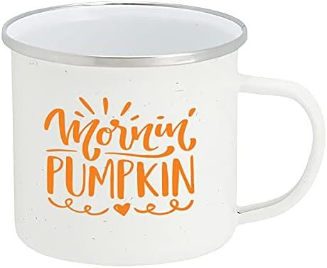 Fall Camping Coffee Mug Gift - Lightweight Enamel Coated Tin Mug, Mornin' Pumpkin (15 Ounce - Whi... | Amazon (US)