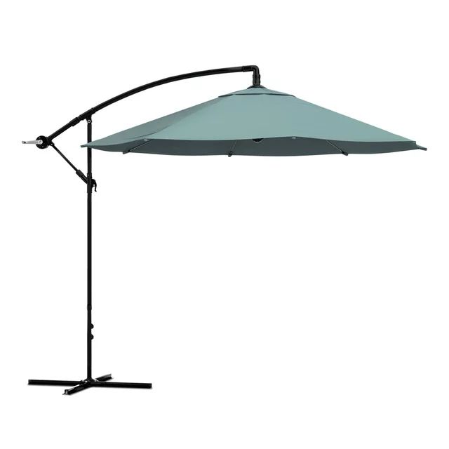 Pure Garden 10-ft Patio Umbrella – Offset Sun Shade with Base, Dusty Green - Walmart.com | Walmart (US)
