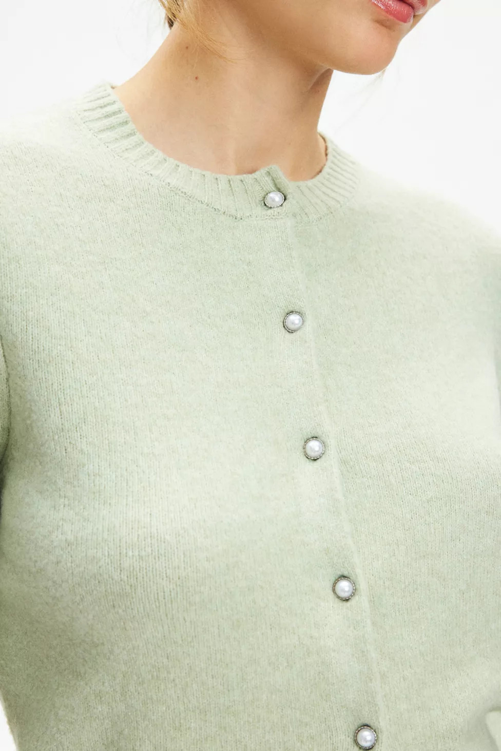 Kimchi Blue Rachel Pearl Embellished Button Cardigan | Urban Outfitters (US and RoW)