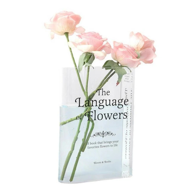 Clear Book Flower Vase Creative Acrylic Transparent Vase The Mystery Of Growth Book Vases Modern ... | AliExpress (US)