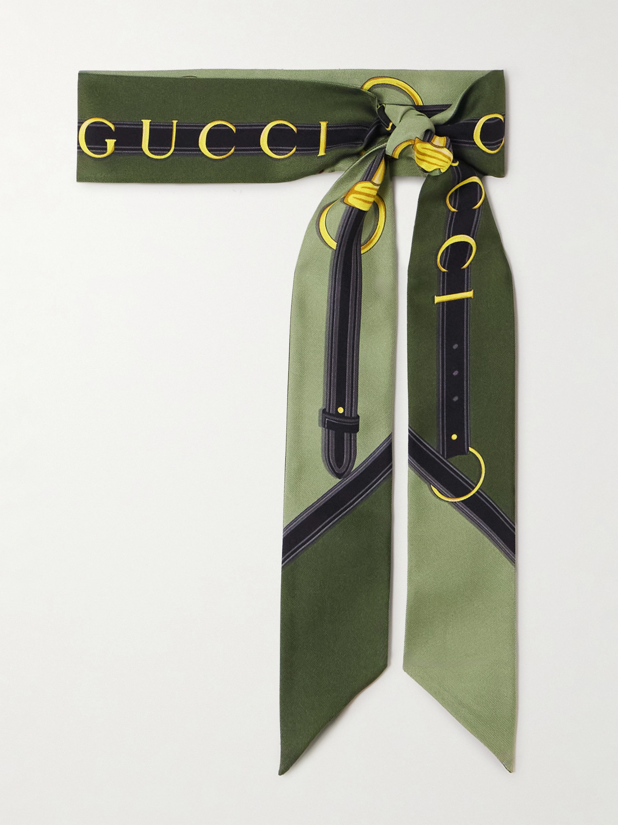 Gucci - Printed Silk-twill Scarf - Green | NET-A-PORTER (US)