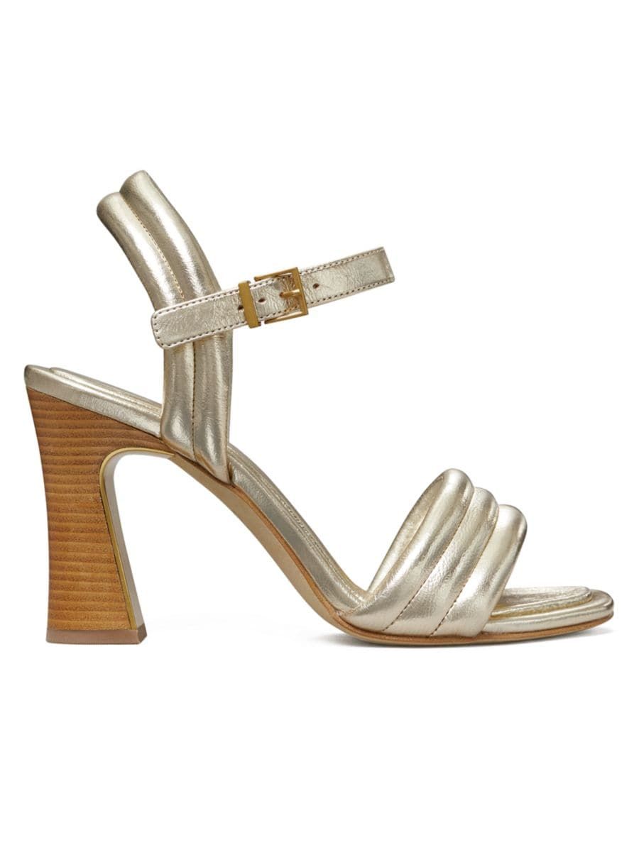 Tory Burch Puffed Up Metallic Leather Ankle-Strap Sandals | Saks Fifth Avenue