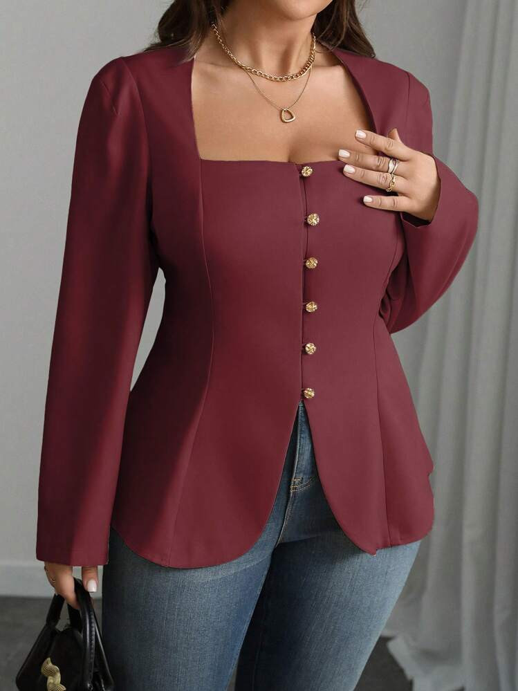 £12.59
-18%
£15.49
EU/UK WarehouseVionelle Women's Solid Color Elegant Casual/Work Trapeze Square Neck Collar Metal Button Hem A-Line Short Sleeve Apricot Blouse, Spring/Autumn/Winter Fall Cloth For Women
4.81
(500+)
Color: Maroon


Size
UK
16 (0XL)
18 (1XL)
20 (2XL)
22 (3XL)
24 (4XL)
Size Guide
Not your size? Tell me your size
22 (3XL), 20 (2XL) are eligible for 3-Day Delivery
 | SHEIN