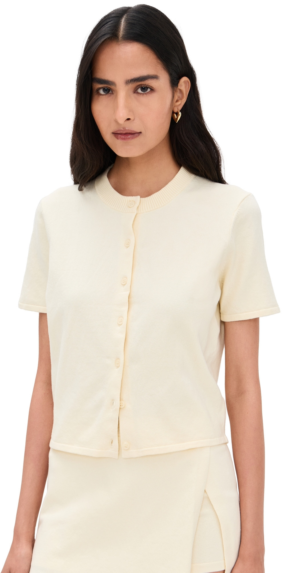 LE BOP Short Sleeve Cardigan Butter Yellow XL | Shopbop