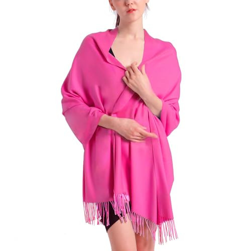 Pashmina Scarf for Women, hot pink Pashmina Shawls and Wraps for formal evening dresses(Fuchsia) | Amazon (US)