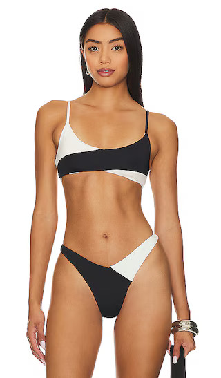 High Tide Bikini Top in Cream & Black | Revolve Clothing (Global)