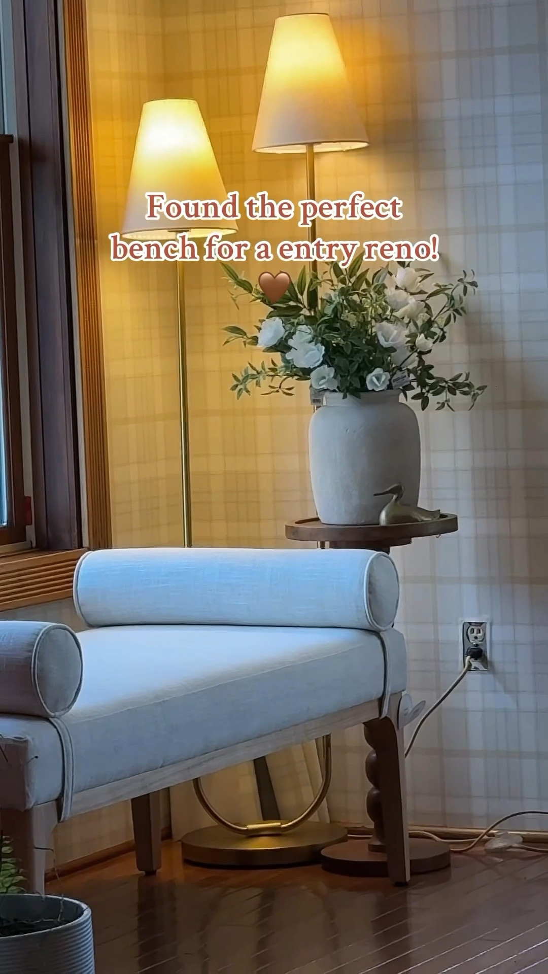 ✨ Cozy Cottage Entryway Update: The Perfect Bench 🏡🤎🪿🧺

I’ve been searching for the perfect entryway bench, and this one fits like a dream! 🤍 Since this space is too large of windows for a traditional console table, I wanted something functional, cozy, and timeless—and this bench checked every box.

Up next: wallpaper, new lighting, and finding the perfect Roman shades to complete the look! ✨ If you love cozy cottage charm, DIY home projects, and effortless styling, follow along as I bring this space to life!

#LTKHome #LTKSeasonal #LTKStyleTip